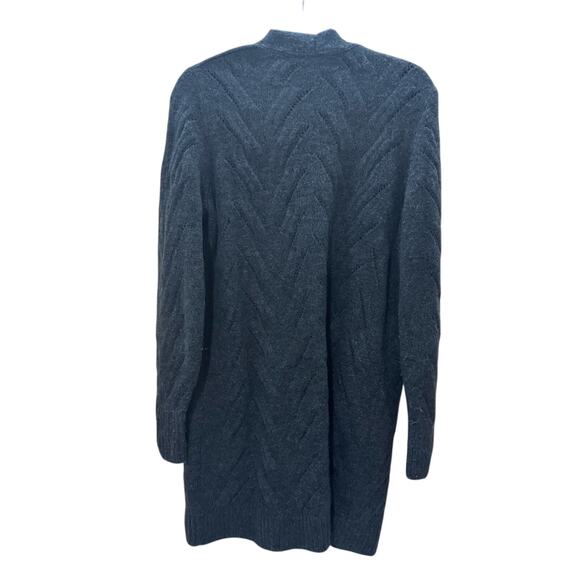 GAP Open Front Cable Knit Cozy Cardigan Sweater Gray Womens Medium Wool Blend - Picture 6 of 6